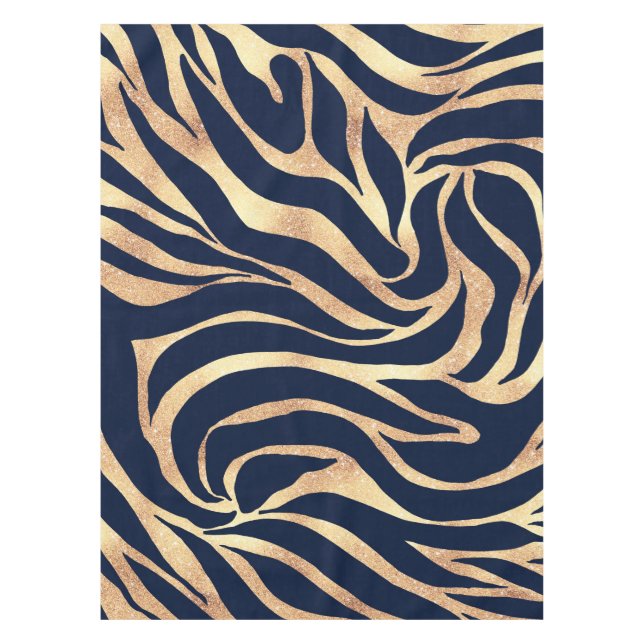 Nappe Elégant bleu marine Gold Zebra Imprimer (Devant)