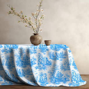 Nappe Elégant bleu turquoise vintage toile de jouy
