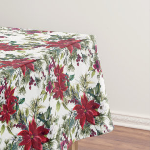 Nappe Elégant Bouquet de Poinsettia Motif Noël