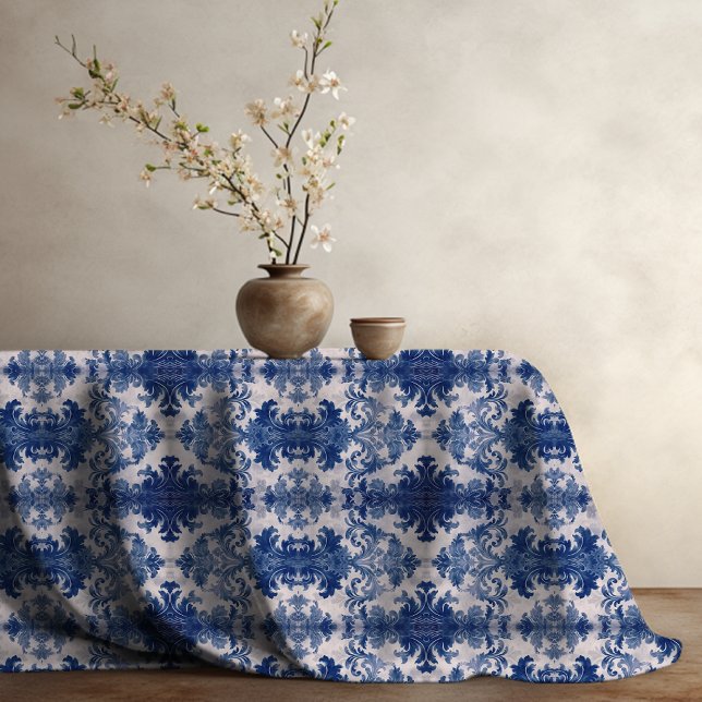 Nappe Élégant damassé Bleu toile de jouy monogramme (Créateur téléchargé)