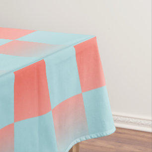 Nappe Elégant dégradé à damiers poudre corail bleu rose