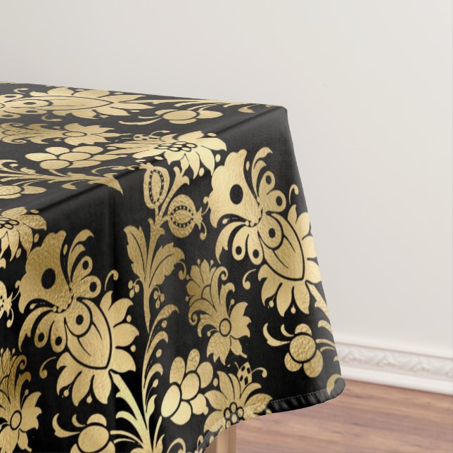Nappe Elégant doré noir floral glam (In Situ)
