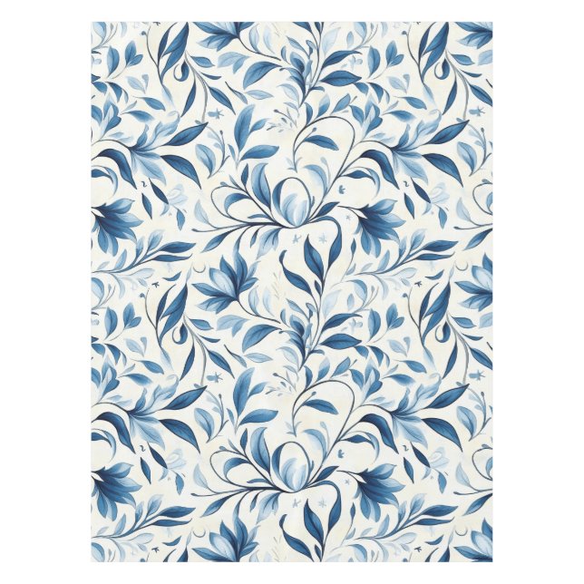 Nappe Élégant Feuilles Blue Paisley - Arrière - plan bla (Devant)