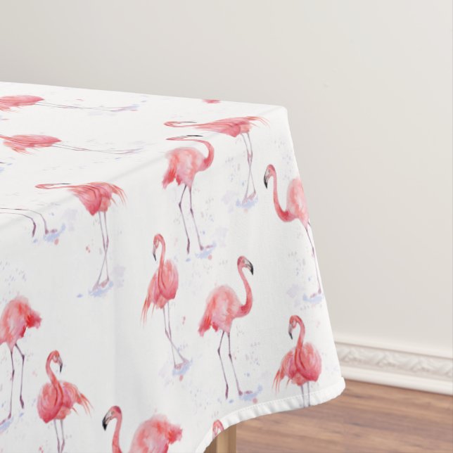 Nappe Elégant Flamant rose rose Motif aquarelle (In Situ)