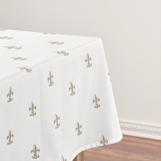 Nappe Élégant Fleur de Lis Vintage Français (In Situ)