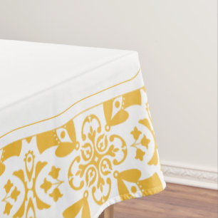 Nappe Élégant Floral Jaune et Blanc Motif moderne