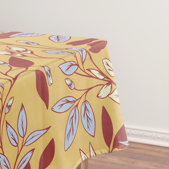 Nappe Elegant Floral Pattern with Red and Blue Leaves (In Situ)