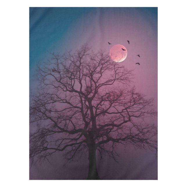 Nappe Élégant Halloween Thème Arbre Lune Artwork Éffraya (Devant)