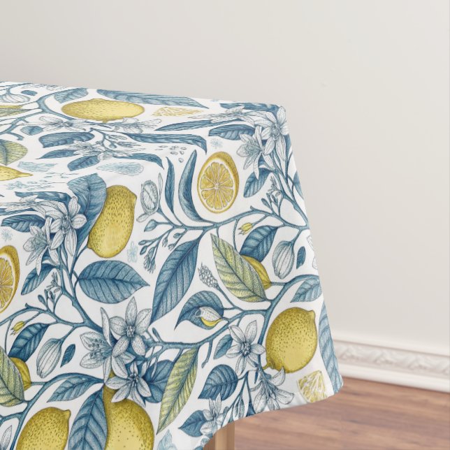 Nappe Elegant Mediterranean Lemon Botanical Navy (In Situ)