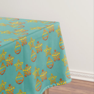 Nappe Élégant Motif de Noël doré brillant sur Turquoise