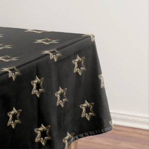 Nappe Élégant Motif étoilé Faux Gold Stars Noir