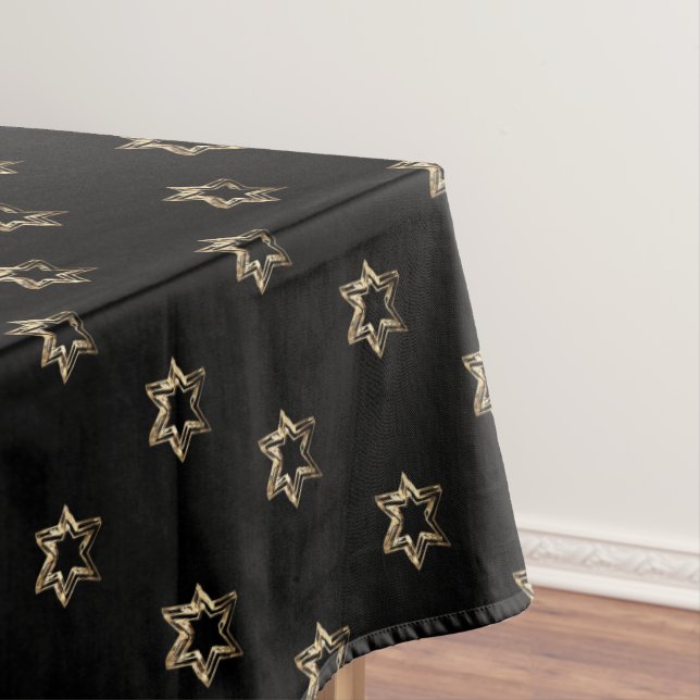 Nappe Élégant Motif étoilé Faux Gold Stars Noir (In Situ)