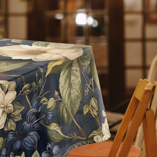 Nappe Élégant motif floral crème bleue (Créateur téléchargé)