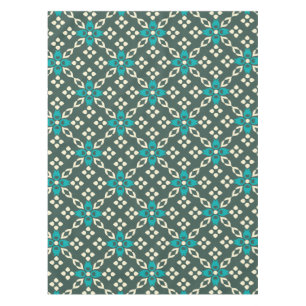 Nappe Elégant Motif géométrique en Turquoise et Sage Vin