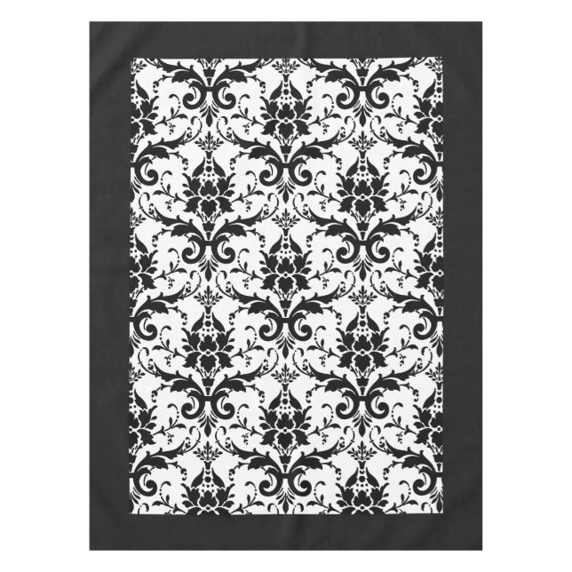 Nappe Élégant motif noir et blanc Damas (Devant)