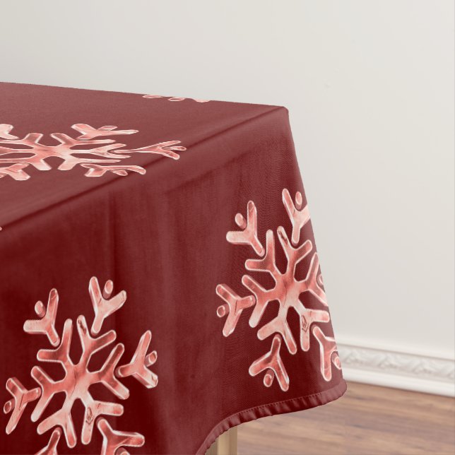 Nappe Élégant Noël Snowflakes Motif Rouge (In Situ)