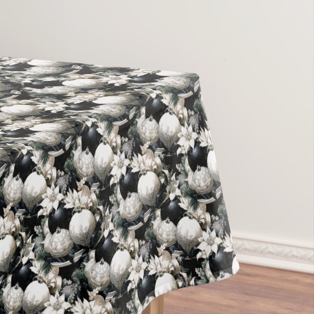 Nappe Élégant noir blanc motif ornement de Noël (In Situ)
