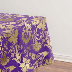 Nappe Élégant or violet floral 