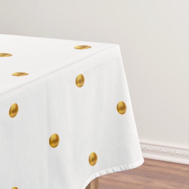 Nappe Élégant Pois d'or sur blanc (In Situ)