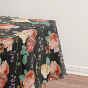 Nappe Élégant rose chic roses Floral sur noir