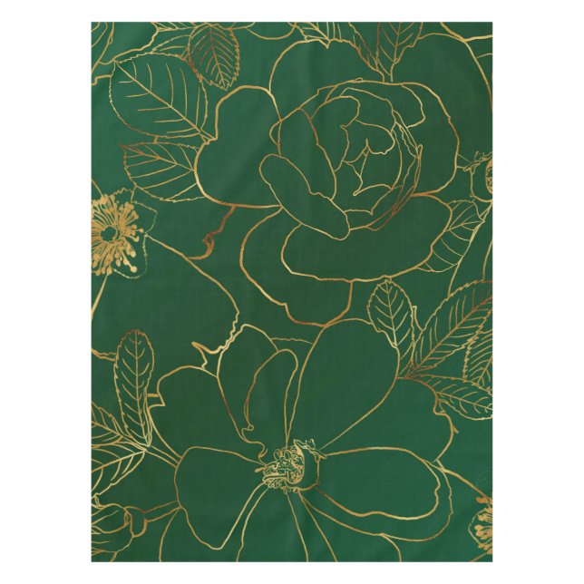 Nappe Elégant Rose d'or vert Floral Line Dessin (Devant)