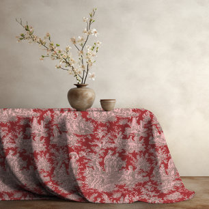 Nappe Elégant rose rouge vintage toile de jouy imprimé