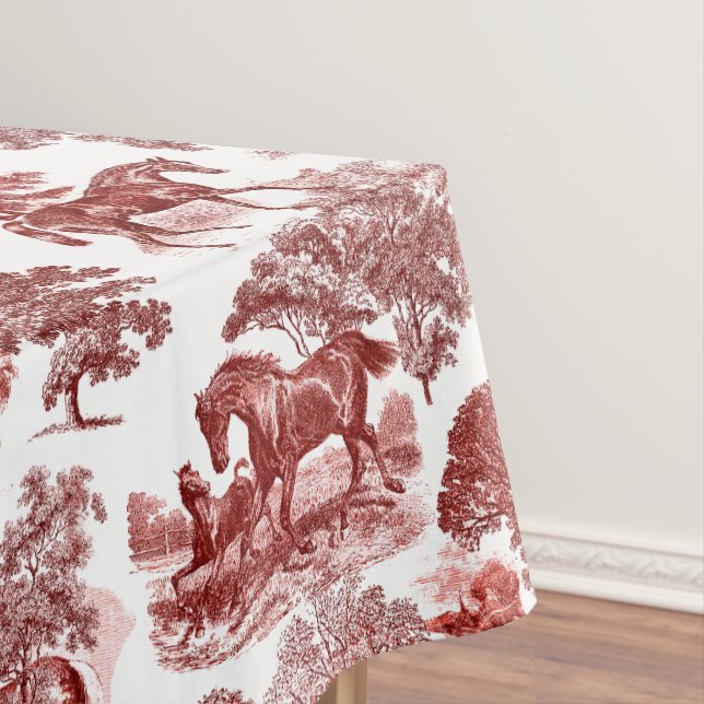 Nappe Elégant Rustic Red Horses Country Toile (In Situ)