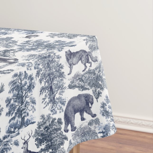 Nappe Élégant Rustique Blue Forest Animaux Toile (In Situ)