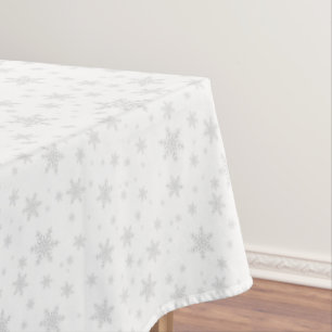 Nappe Élégant Snowflakes gris argent clair sur blanc