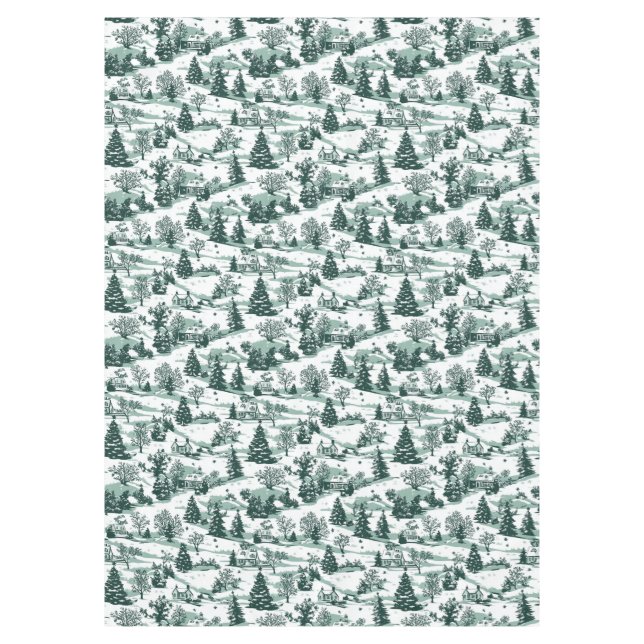 Nappe Élégant Toile verte Pays Noël (Devant)