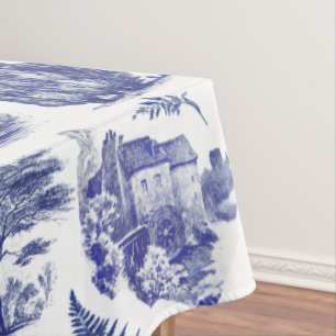 Nappe Elégant Vintage Blue Country Pastoral Toile