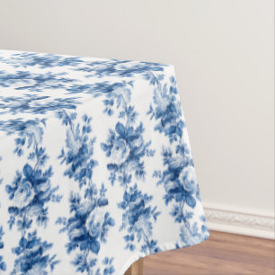 Nappe Élégant Vintage Chine Bleu Roses