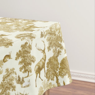 Nappe Elégant Vintage Gold Toile Deer Fox Woodland