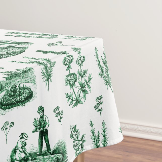 Nappe Elégant Vintage Herbal Garden Sage Green Toile (In Situ)