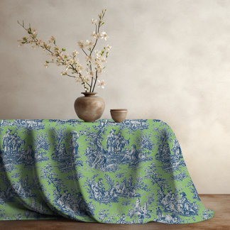 Nappe Élégant vintage vert bleu toile de jouy imprimé