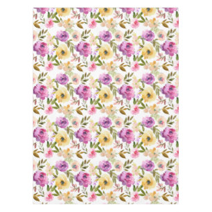 Nappe Elégante Aquarelle Florale rose violet jaune
