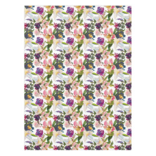 Nappe Elégante aquarelle Florale rose violet vert blanc