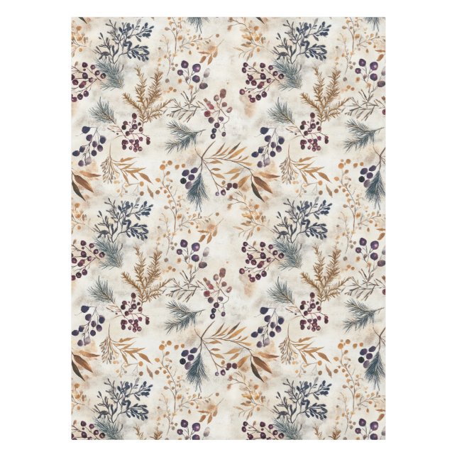 Nappe Elégante aquarelle Florale Rouge, Or, Vert, Violet (Devant)