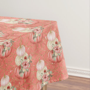 Nappe Elégante Aquarelle mignonne Crème rose Citrouilles