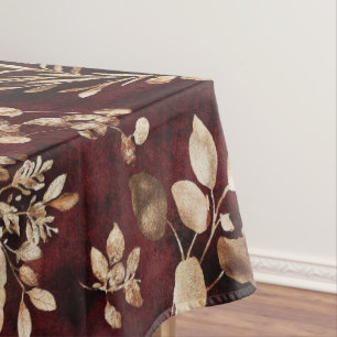 Nappe Elégante Bourgogne et aquarelle blanche Florale