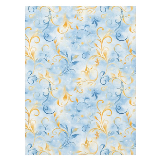 Nappe Elégante feuille bleu et or inspirée de la taille (Devant)