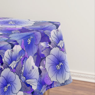 Nappe Elégante Fleur D'Hibiscus Bleu Et Blanc Tropical