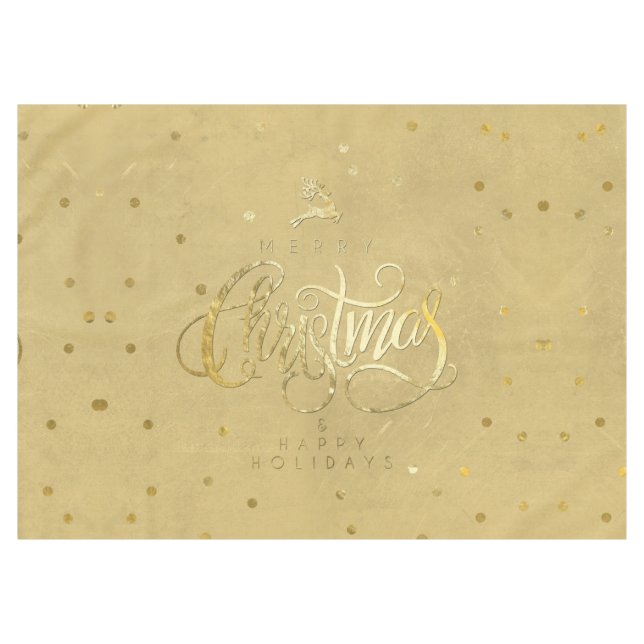 Nappe Élégante Gold Reindeer Gold Lettre de Noël Moyen (Devant (Horizontal))