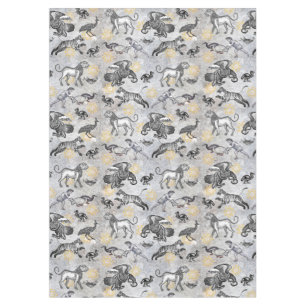 Nappe Elégante Mosaïque Noir Blanc Or Tigre Lion Eagle