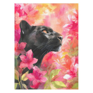 Nappe Élégante panthère noire florale sauvage florissant