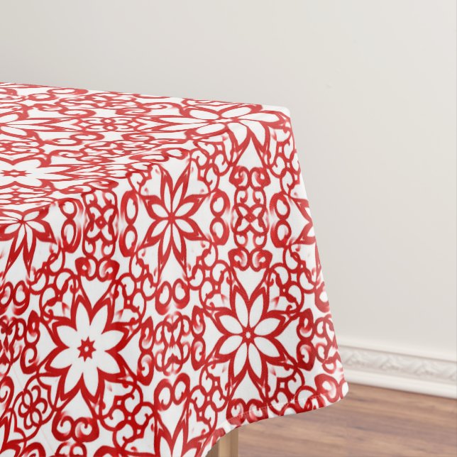 Nappe Élégantes Fleurs d'hiver blanches et rouges Motifs (In Situ)