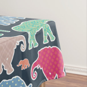 Nappe Eléphants Colorés, Motif Des Eléphants, Zigzag