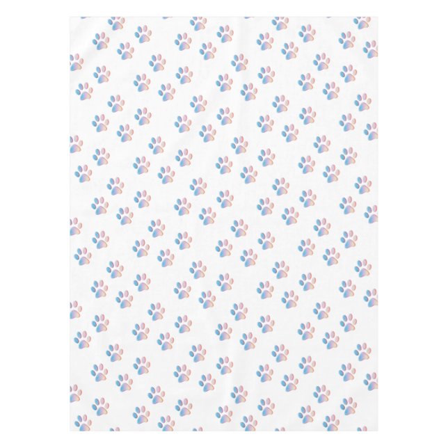 Nappe Empreintes de pattes dégradé bleu rose et jaune (Devant)