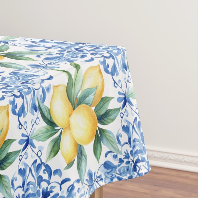 Nappe en carrelage bleu citron aquarelle (In Situ)