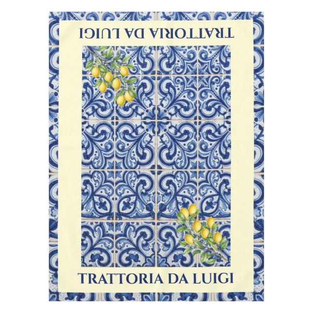Nappe en carrelage sicilien motif citron  (Devant)